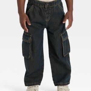 NWOT Cat & Jack Toddler Boys Baggy Barrel Cargo Wide Leg Grunge Jeans 12 Months